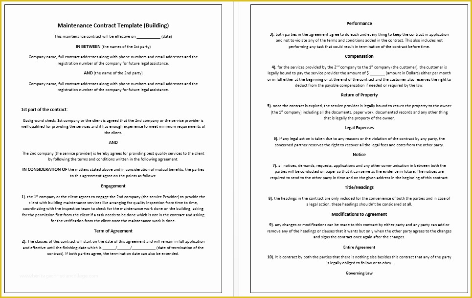 Free Electrical Service Contract Template Of 5 Free Maintenance Contracts Samples and Templates