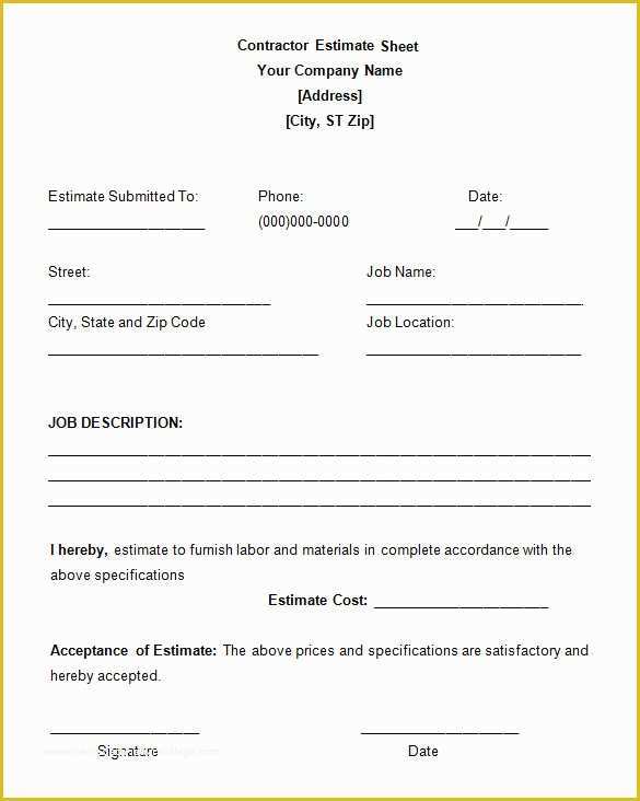 Free Electrical Service Contract Template Of 6 Work Estimate Templates – Free Word & Excel formats