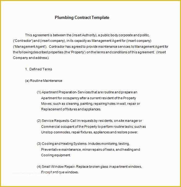 Free Electrical Service Contract Template Of 9 Plumbing Contract Templates &amp; Samples Doc Pdf