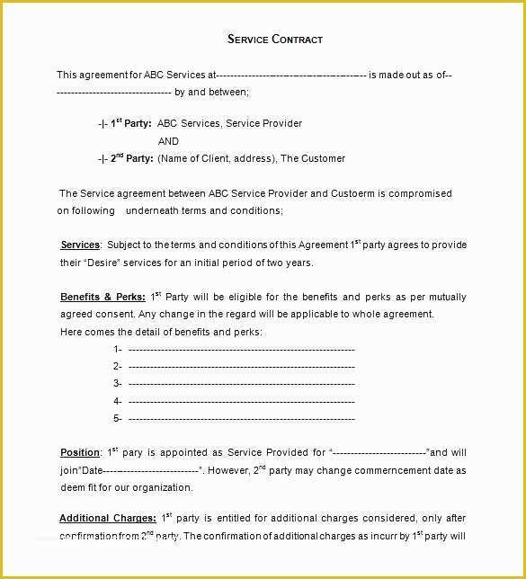 Free Electrical Service Contract Template Of Free Service Contract Template