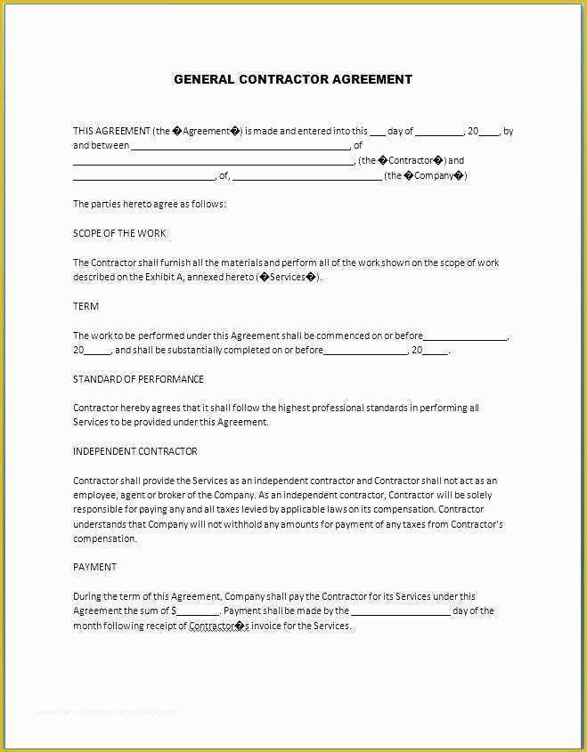 Free Electrical Service Contract Template Of General Contractor Sample Contract Construction Contractor