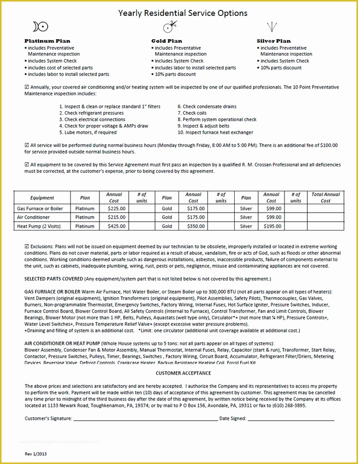 Free Electrical Service Contract Template Of Hvac Maintenance Contract Sample Free Printable Documents