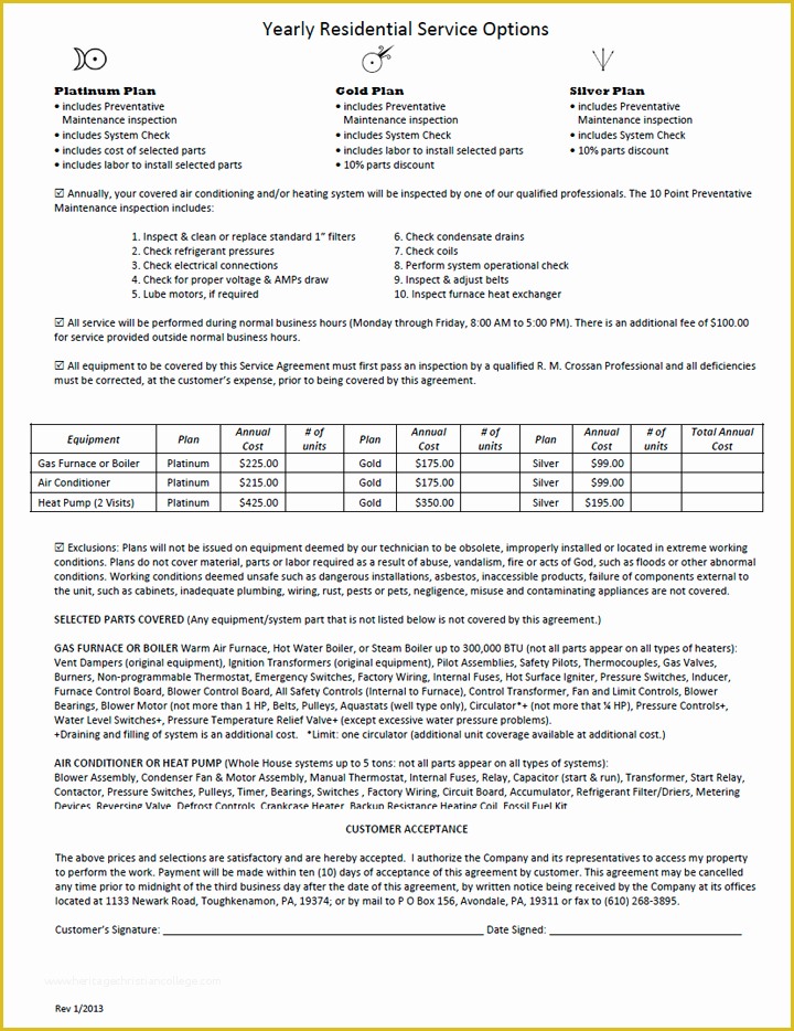 Free Electrical Service Contract Template Of Hvac Maintenance Contract Sample Free Printable Documents