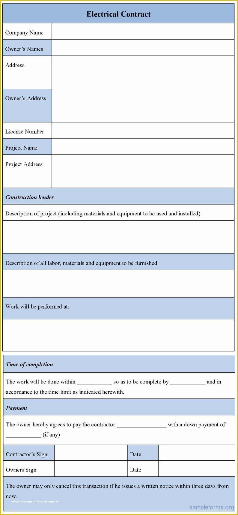 Free Electrical Service Contract Template Of Microsoft Contractor Proposal Template