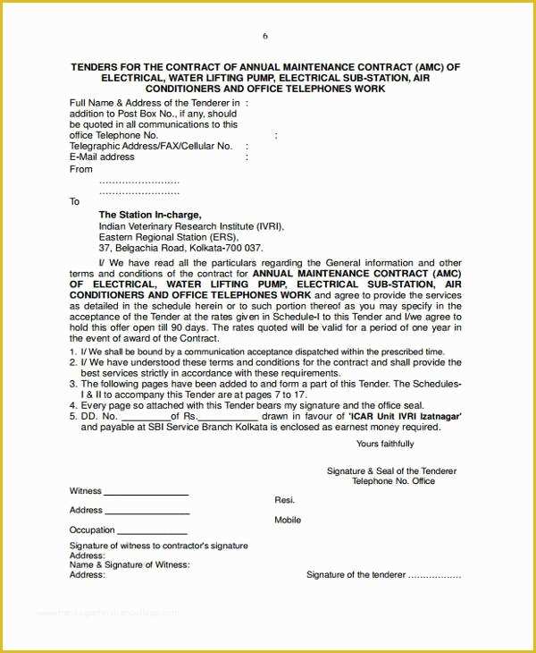 Free Electrical Service Contract Template Of Sample Maintenance Contract forms 8 Free Documents In