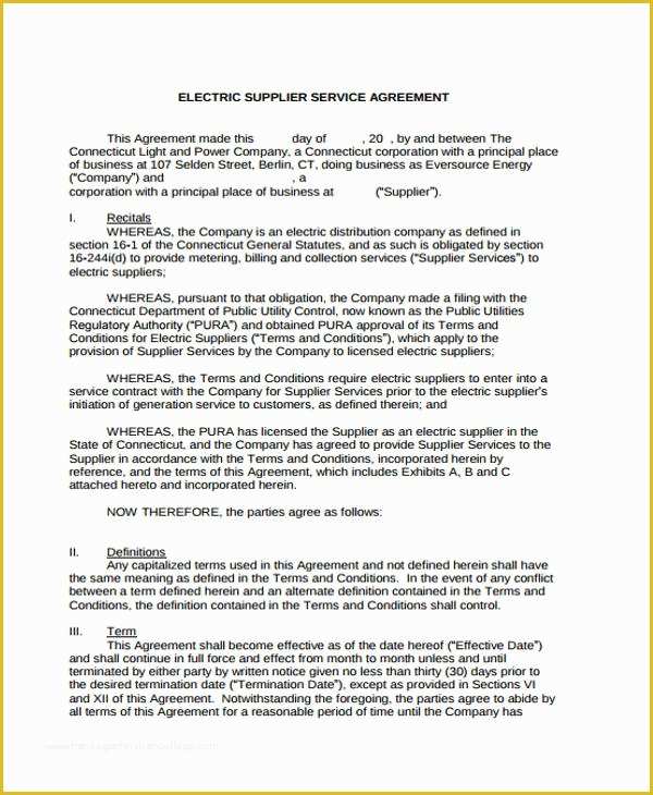 Free Electrical Service Contract Template Of Service Agreement forms