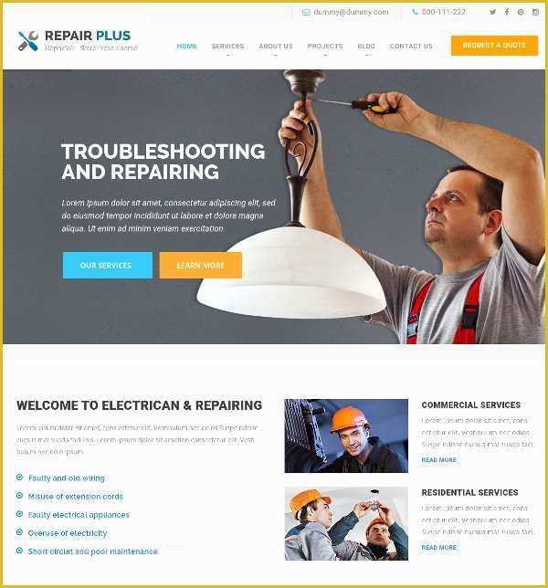 Free Electrician Website Template Of 16 Electrician Website themes & Templates