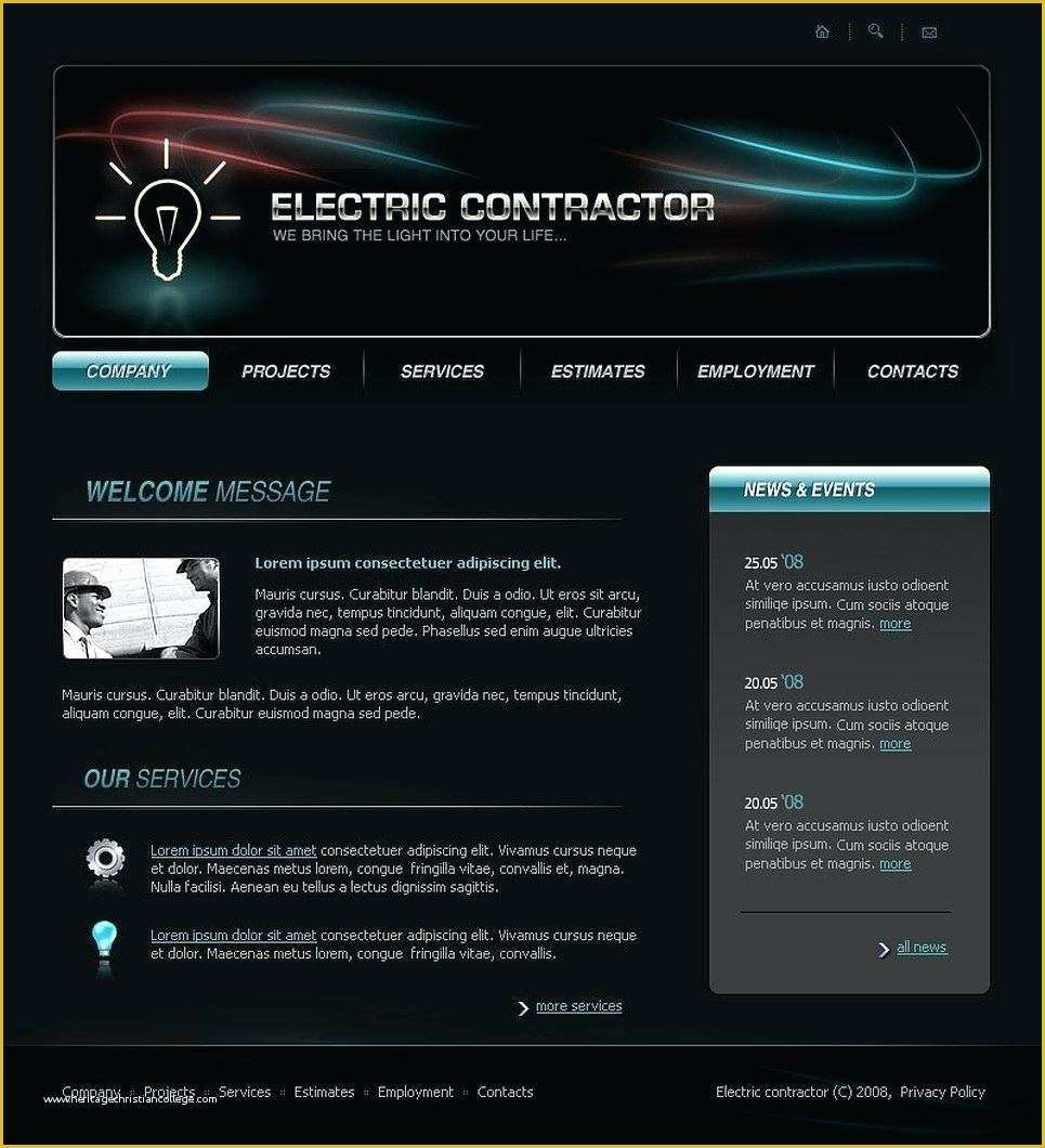 Free Electrician Website Template Of Electrical Contractor Website Template Service Fold