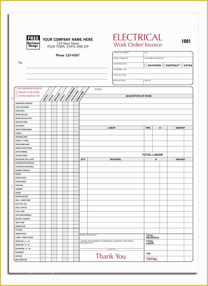 Free Electrician Website Template Of Electrical Invoice Template