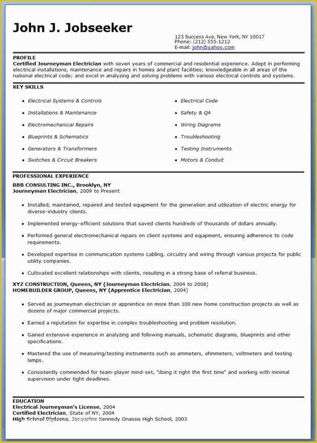 Free Electrician Website Template Of Journeyman Electrician Resume Samples