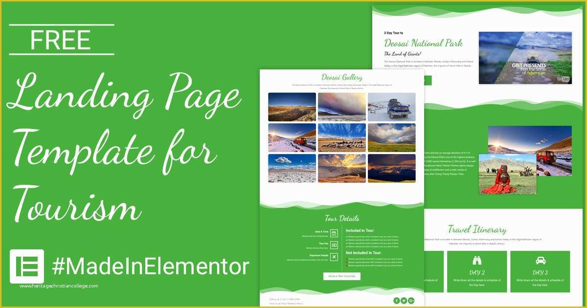 Free Elementor Templates Download Of Free Landing Page Elementor Template for tourism