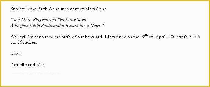 Free Email Announcement Template Of Birth Announcement Email Template Free Templates