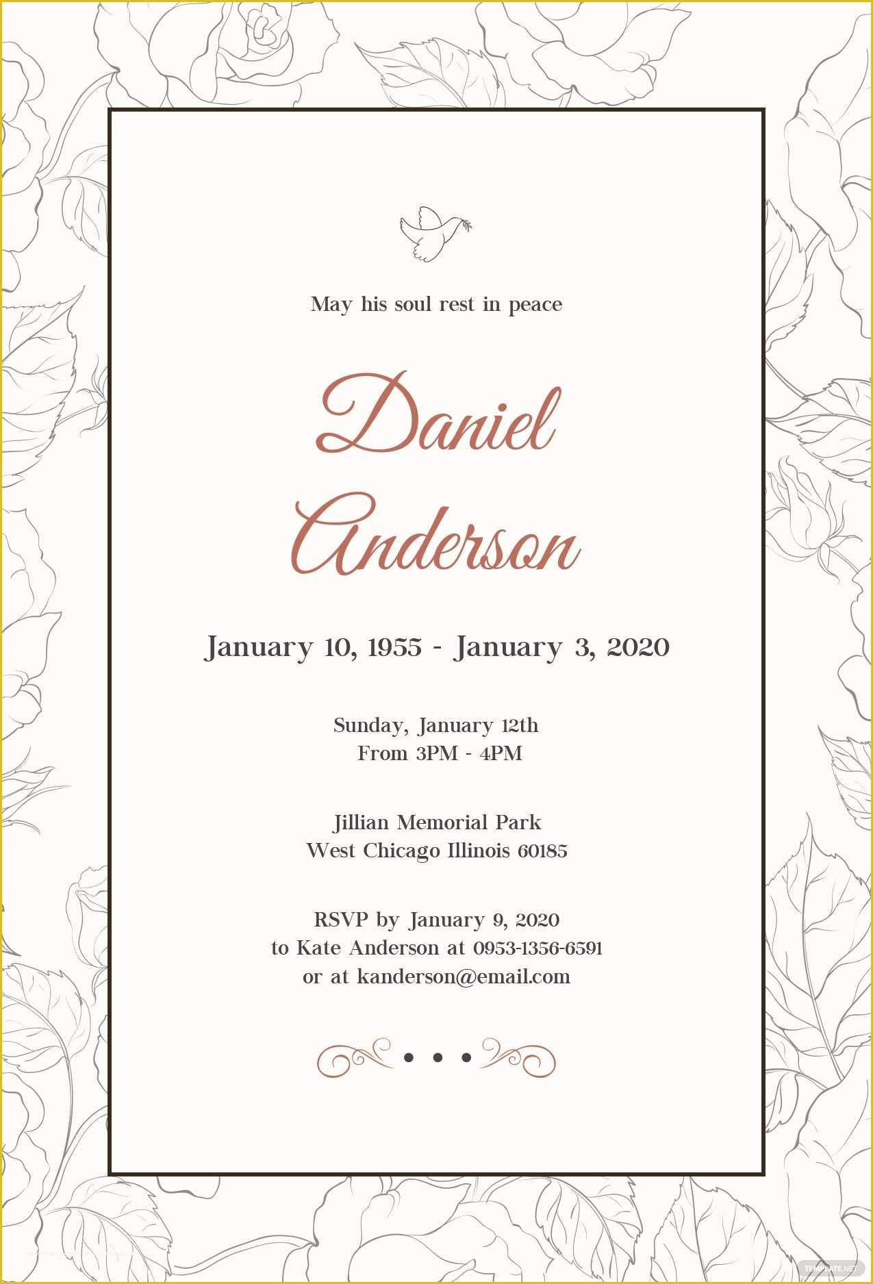 Free Email Announcement Template Of Free Simple Funeral Invitation Template In Psd Ms Word
