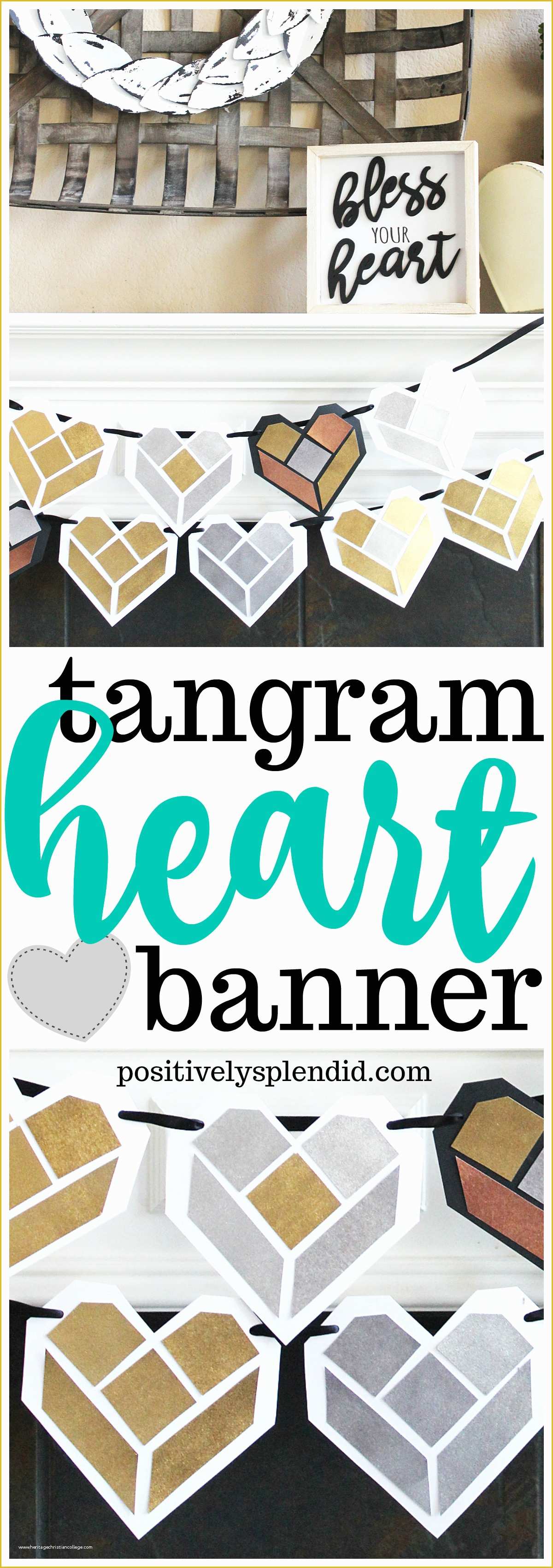Free Email Banner Templates Of Tangram Heart Valentine Banner with Free Printable Templates