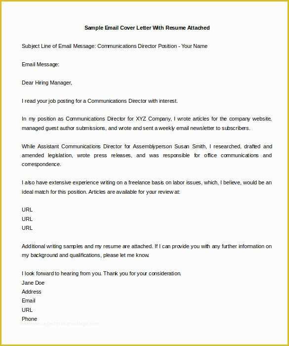 Free Email Cover Letter Templates Of 8 Email Cover Letter Templates Free Sample Example