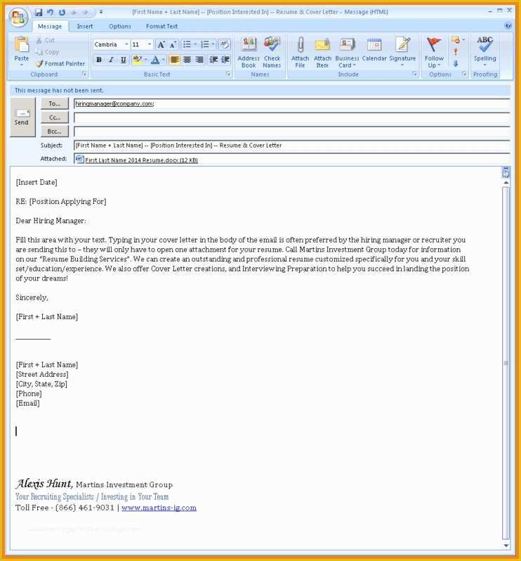 Free Email Cover Letter Templates Of Email Resume Template 8881
