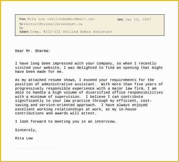 Free Email Cover Letter Templates Of Sample Email Cover Letter Template to Download 11 Free