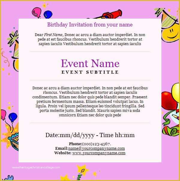 Free Email Invitation Template Of Birthday Invitation Email Template 23 Free Psd Eps