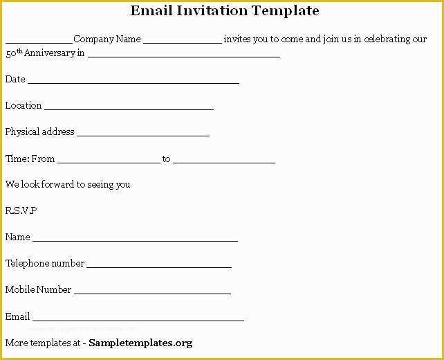 Free Email Invitation Template Of Email Invitation Template