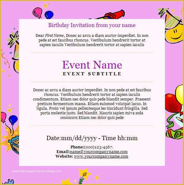 Free Email Invitation Templates for Outlook Of Birthday Email Templates for Outlook Templates Resume