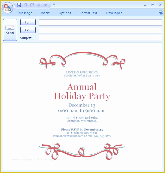 Free Email Invitation Templates for Outlook Of Holiday Party Email Invitations