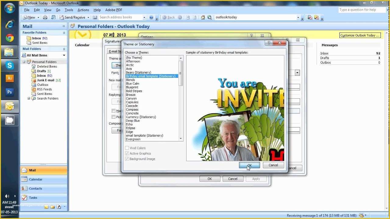 Free Email Invitation Templates for Outlook Of Microsoft Outlook Email Setup for Birthday Invitation