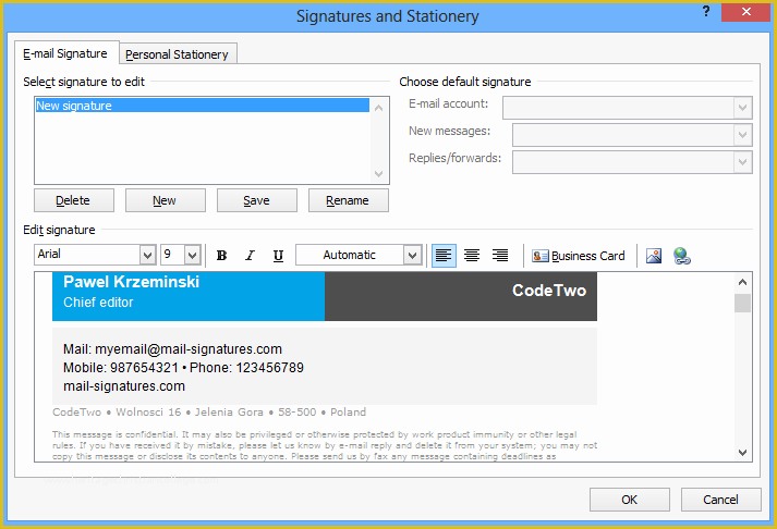 Free Email Signature Templates for Outlook Of HTML Email Signature Setup In Outlook 2007