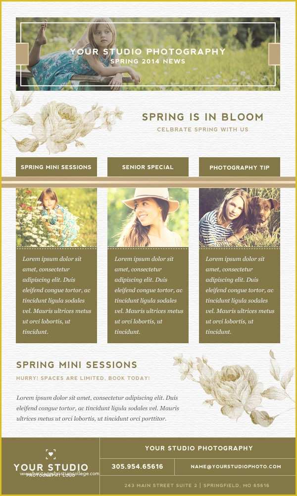 Free Email Templates for Portrait Photographers Of April 2014 Spring Email Newsletter Template