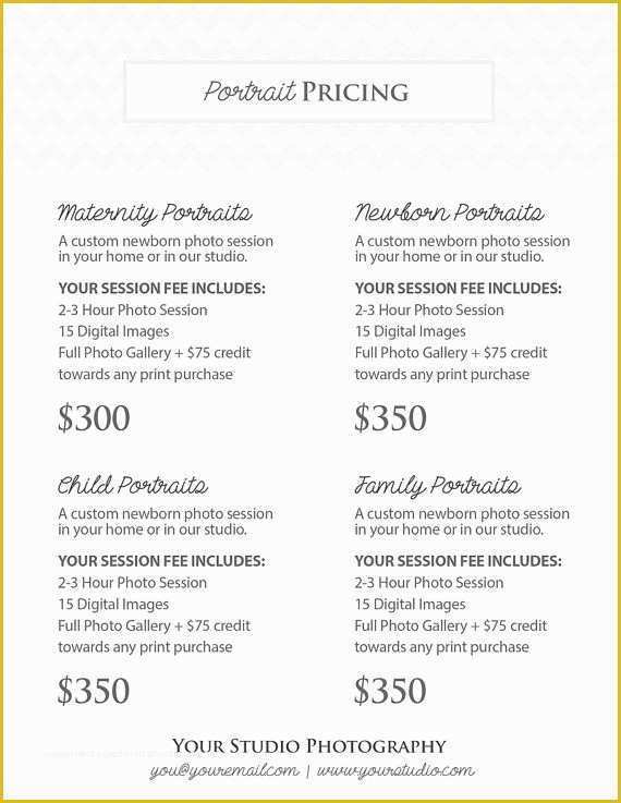 Free Email Templates for Portrait Photographers Of Graphy Portrait Pricing Grapher Price List