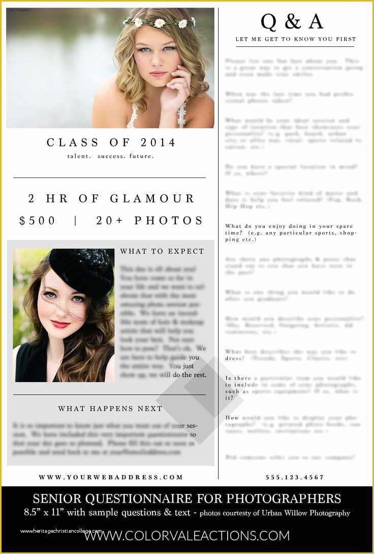 Free Email Templates for Portrait Photographers Of Questionnaire Template – Senior