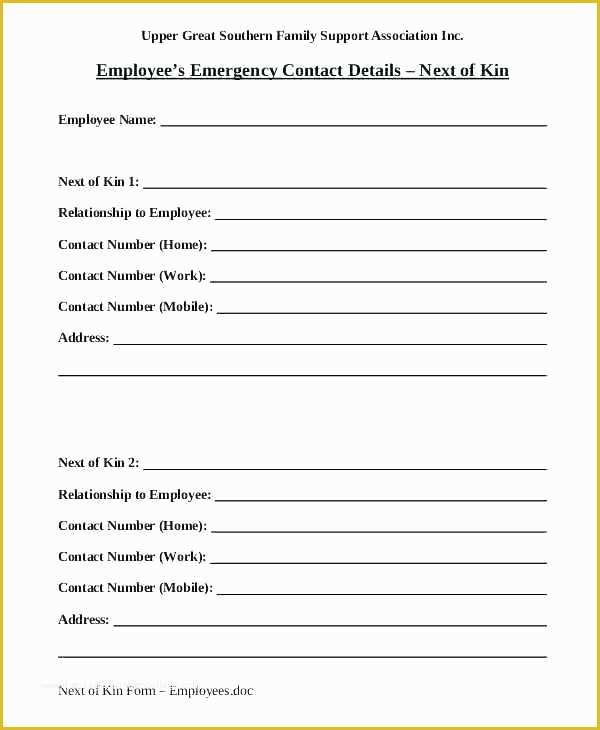 Free Emergency Contact form Template for Employees Of Employee Contact form Template Employee Contact form Free