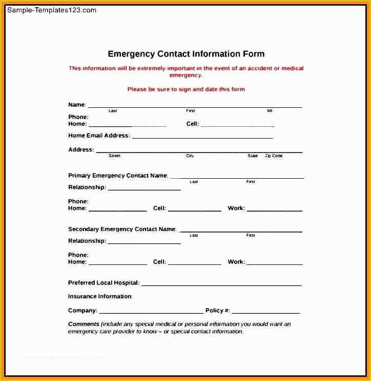 Free Emergency Contact form Template for Employees Of Employee Emergency Contact form Template