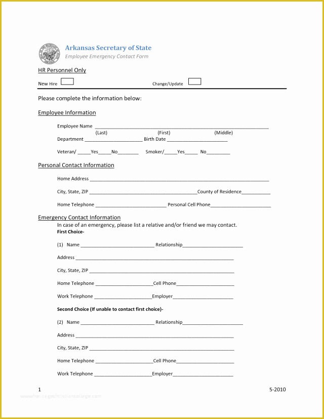 Free Emergency Contact form Template for Employees Of Employee Emergency Contact forms Find Word Templates