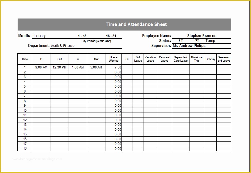 Free Employee attendance Sheet Template Excel Of 24 Best Samples Of attendance Sheet for Employees Thogati
