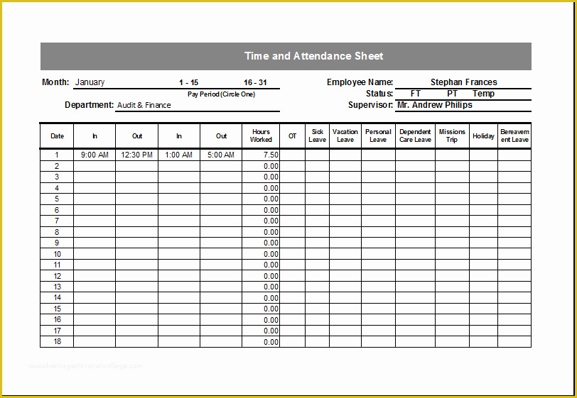 Free Employee attendance Sheet Template Excel Of 24 Best Samples Of attendance Sheet for Employees Thogati