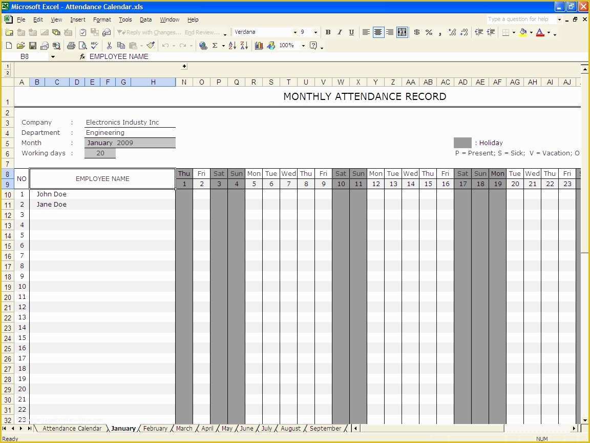 Free Employee attendance Sheet Template Excel Of 36 General attendance Sheet Templates In Excel Thogati