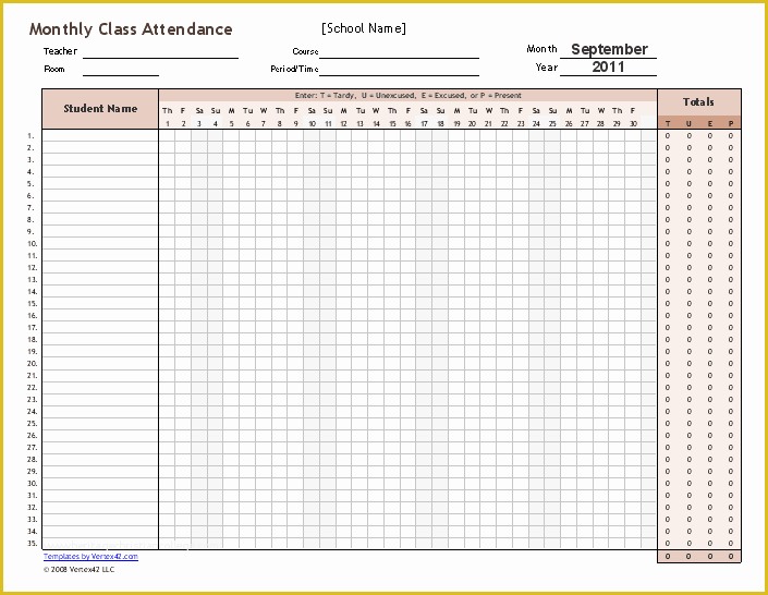 Free Employee attendance Sheet Template Excel Of 9 Monthly attendance Sheet Templates Excel Templates
