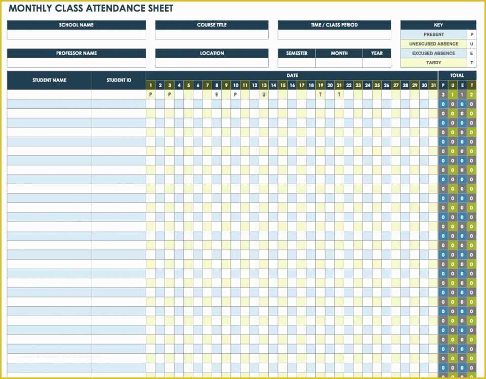 Free Employee attendance Sheet Template Excel Of Free attendance Spreadsheets and Templates