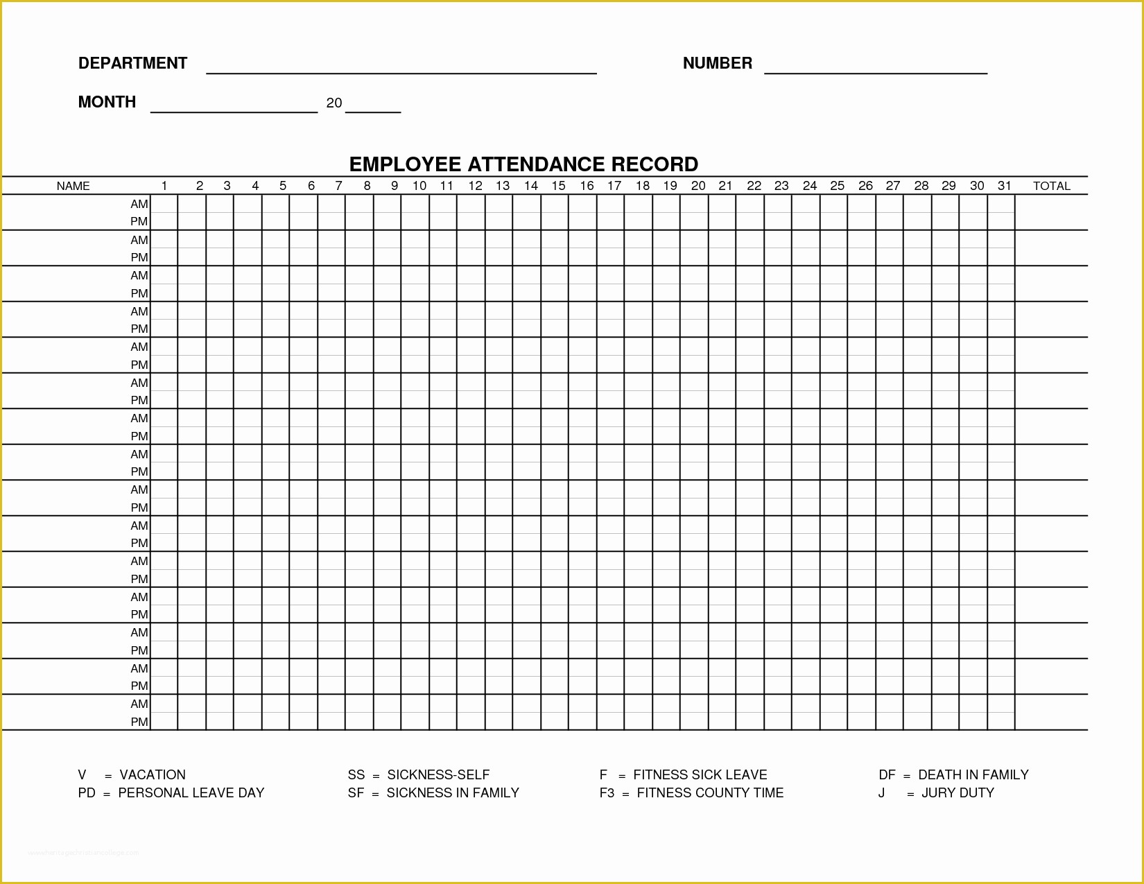 Free Employee attendance Sheet Template Excel Of Printable Employee attendance Sheet Template