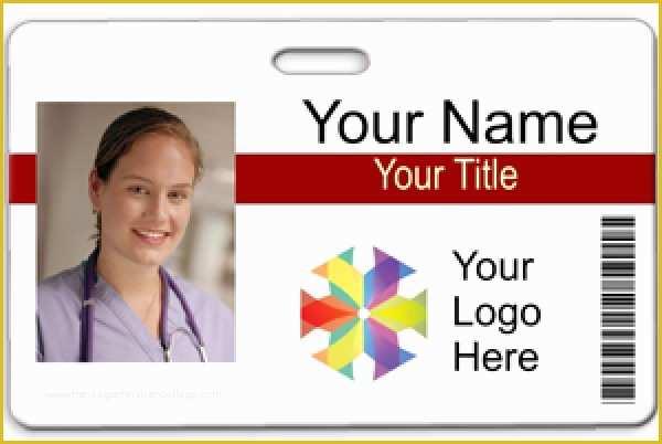 Free Employee Badge Template Of Horizontal Id Badge W Bar Code & Logo Holmes Custom