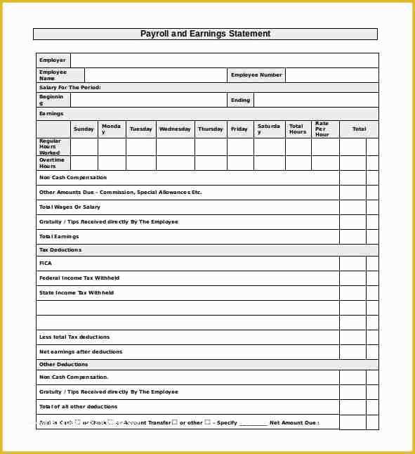 Free Employee Earnings Statement Template Of 6 Payroll Reconciliation Template