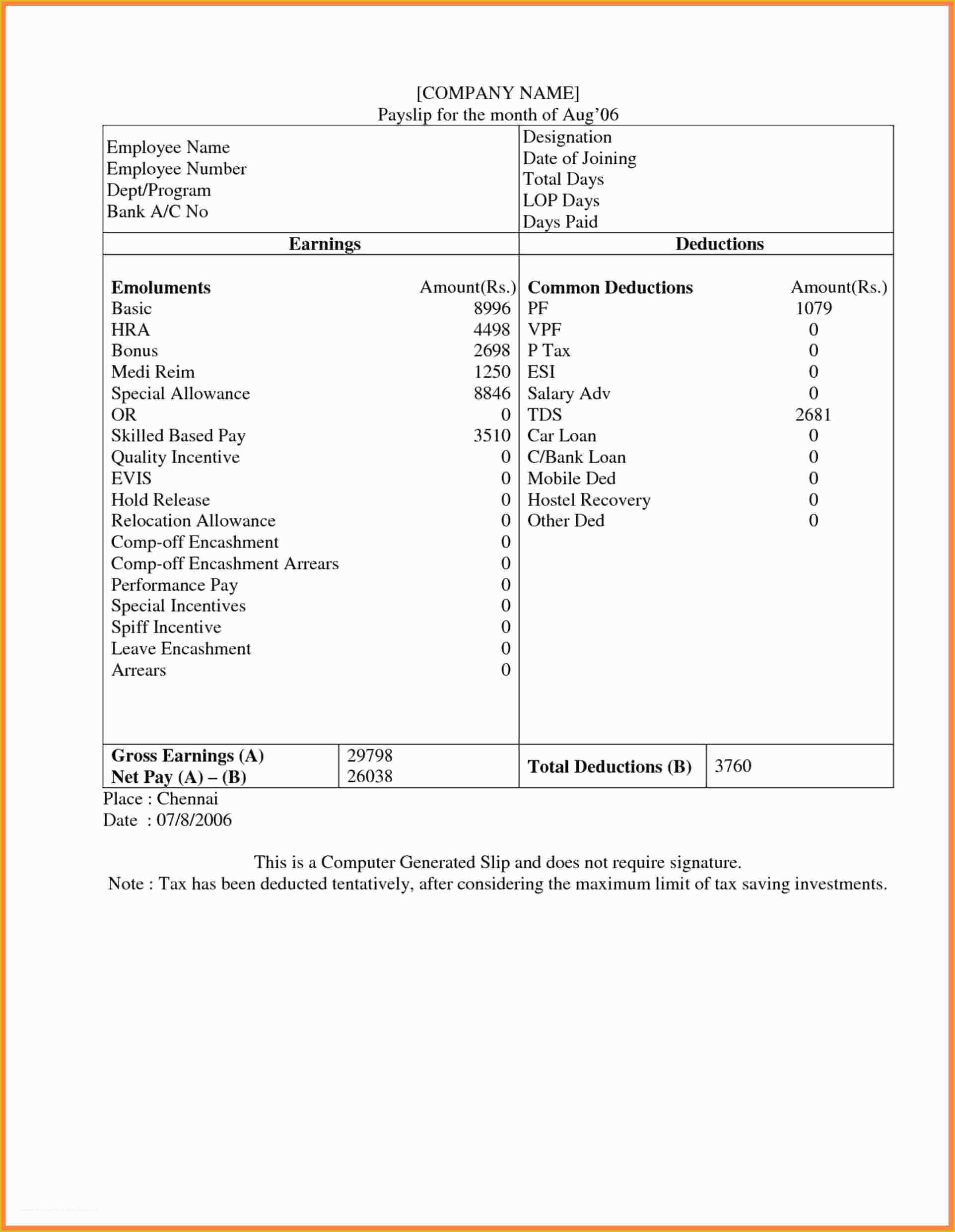 Free Employee Earnings Statement Template Of 8 Earnings Statement Template