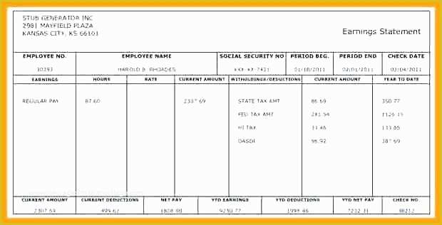 Free Employee Earnings Statement Template Of 8 Free Employee Earnings Statement Template Irpens