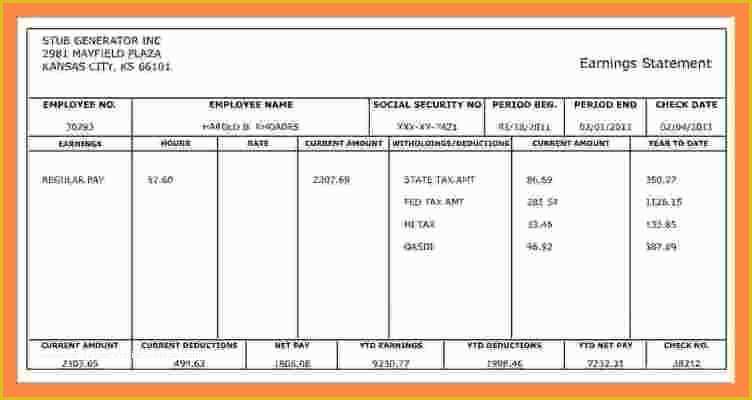 Free Employee Earnings Statement Template Of 8 Free Employee Earnings Statement Template