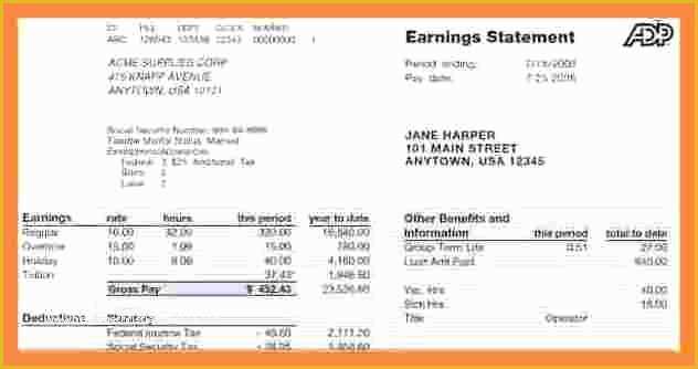 Free Employee Earnings Statement Template Of 8 Free Employee Earnings Statement Template