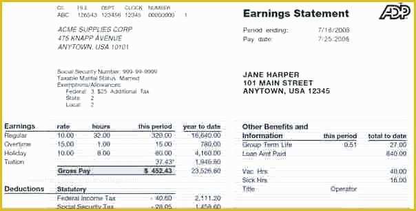 Free Employee Earnings Statement Template Of Aashe E Stop for Printable