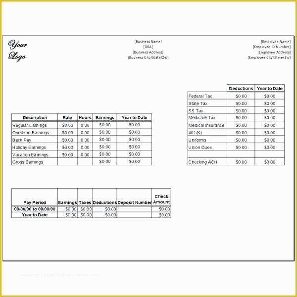 Free Employee Earnings Statement Template Of Earnings Statement Template Free Employee Earnings