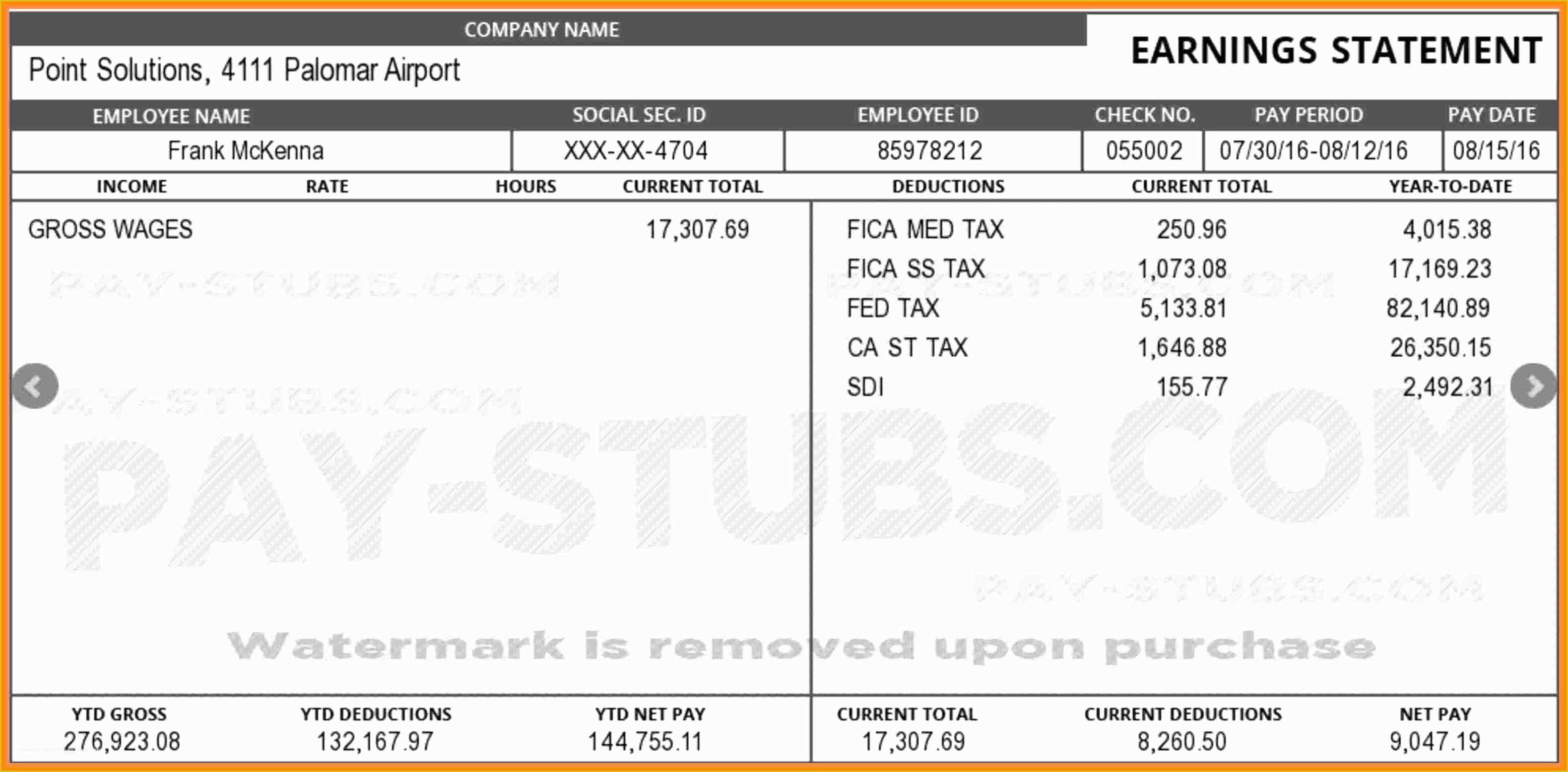 Free Employee Earnings Statement Template Of Earnings Statement Template Free Sample Worksheets Adp