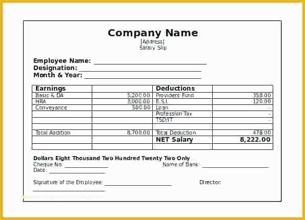 Free Employee Earnings Statement Template Of Sample Salary Template Download Free Slip Excel format