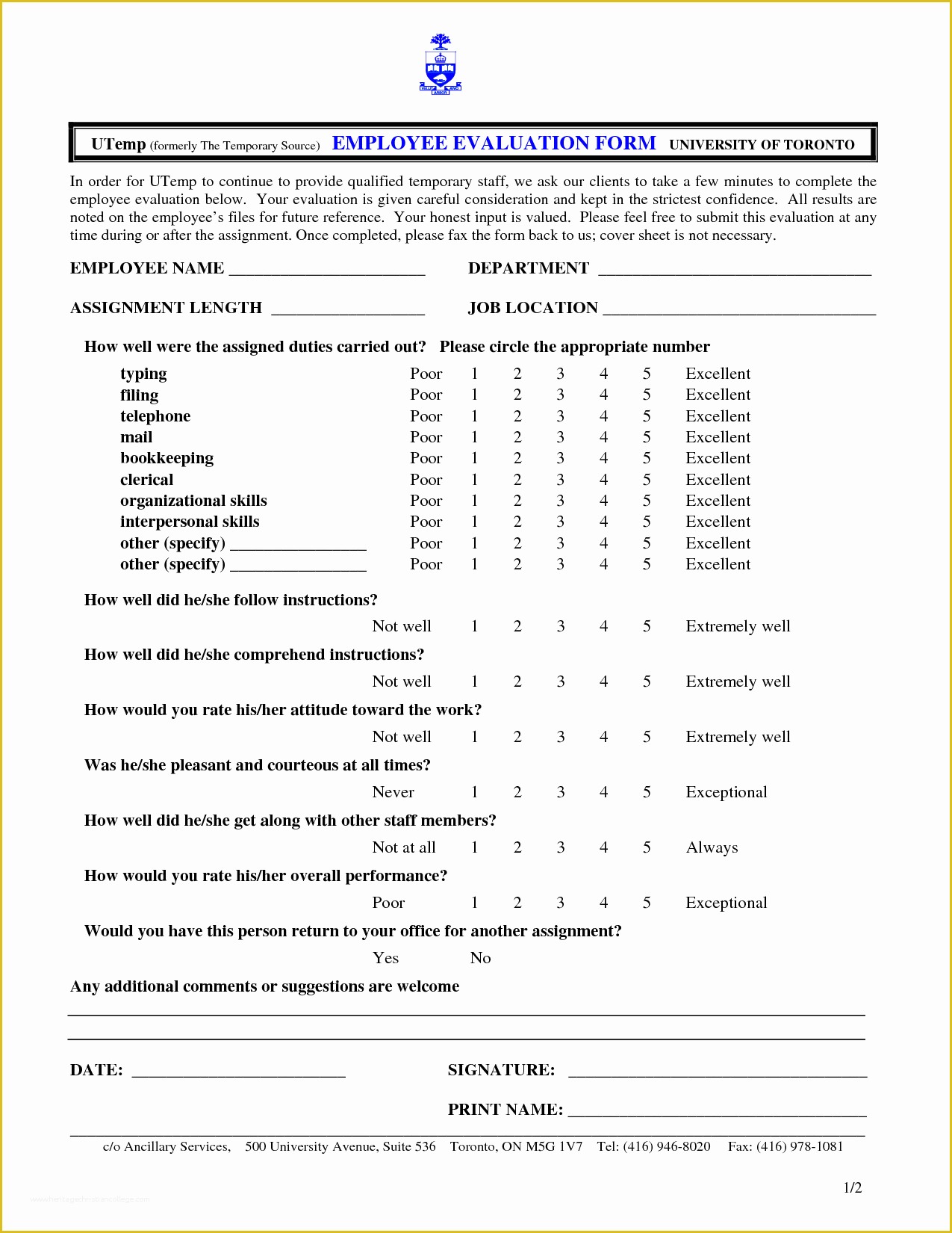 Free Employee Evaluation form Template Of 7 Best Of Free Printable Employee Evaluation forms